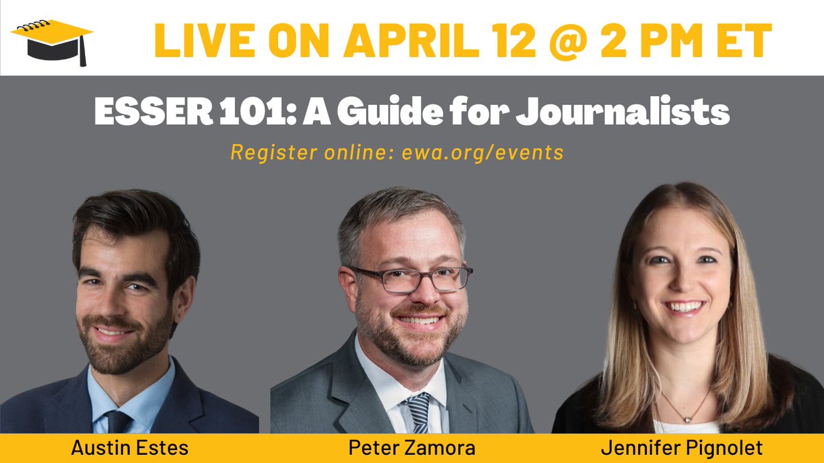 EdWriters's tweet photo. Join us TODAY for a webinar covering #COVID19 federal relief monies, moderated by @JenPignolet of the Akron Beacon Journal, with guests Austin Estes and Peter Zamora of @CCSSO Open to anyone new(er) to the topic, or those looking for a refresher. 

https://t.co/pKO4hsRN87 https://t.co/Q3I3uGmddb