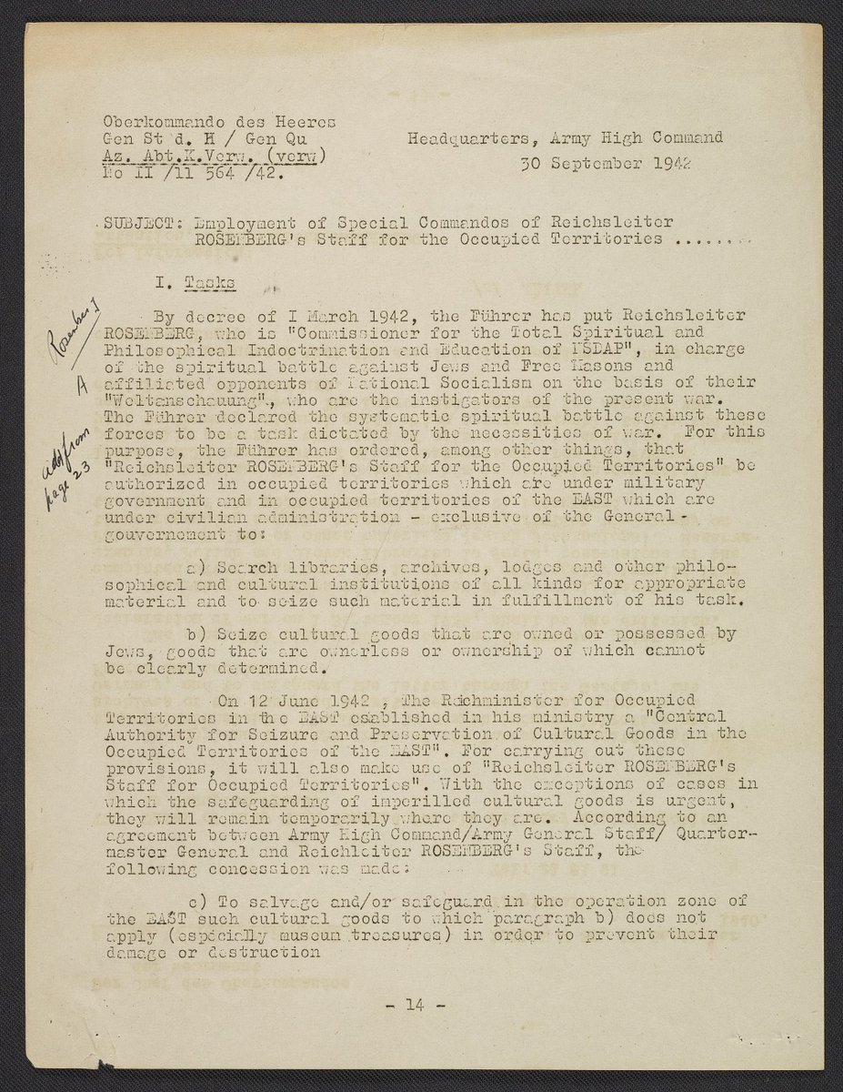 On this #ProvenanceResearchDay, we commend the Monuments Men’s work as it led to provenance efforts to trace the origins and ownership history of many important cultural objects and art works. Read more about this in Monuments Man James Rorimer’s papers: s.si.edu/40XmHrN