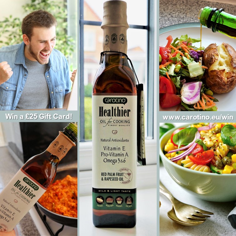 CarotinoOil's tweet photo. How would you like to #win a £25 Love2Shop gift card? That's the #prize in our Spring #competition with cholesterol-free Carotino Healthier Cooking Oil, the versatile oil that's rich in Vitamins A&amp;E + Omega 3&amp;6. Ends 1st May, https://t.co/XybMexEUSI #competitiontime #giveaway https://t.co/0NlBu6IeOV