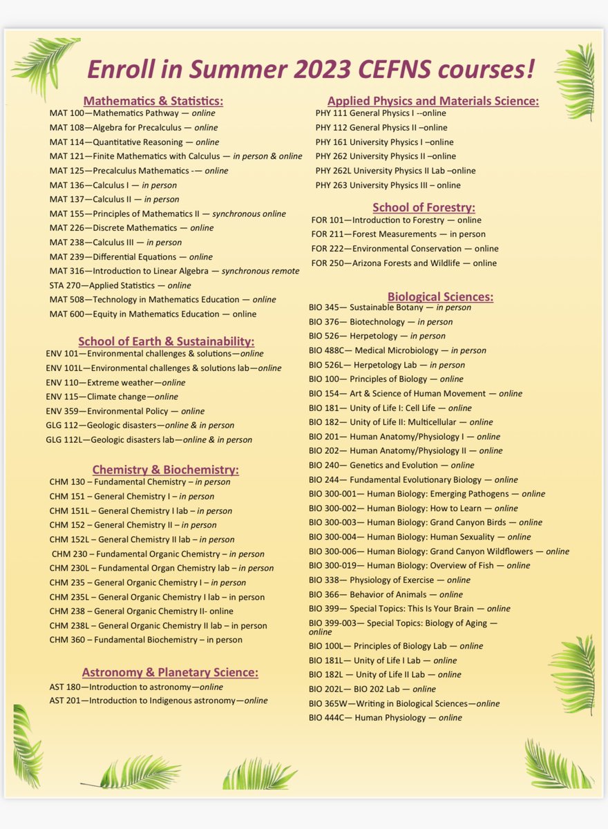 In need of a summer course? Curious what CEFNS can offer you this summer? Check out this awesome flyer of CEFNS Summer '23 courses!