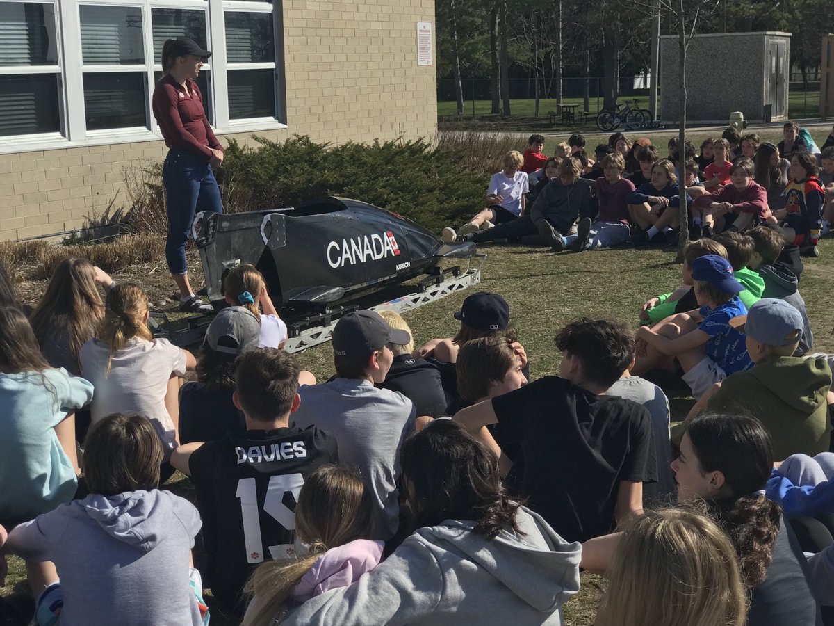 OurLourdes's tweet photo. We had a surprise visit this morning from past OLOL student and current team Canada bobsledder Kristen Bujnowski! https://t.co/76QDIWD1Rw