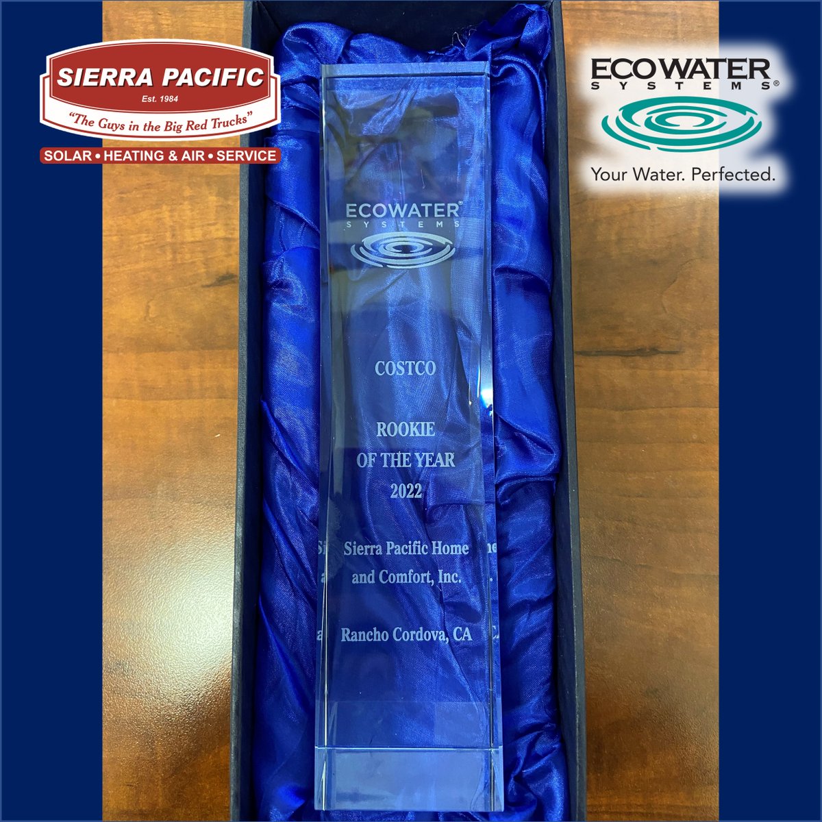 SierraPacificCA's tweet image. Sierra Pacific is honored to receive the Rookie of the Year Award as a new dealer from EcoWater recognizing our immediate success.🏆💧

#EcoWater #WaterPurification #WaterTreatment #SacramentoWater