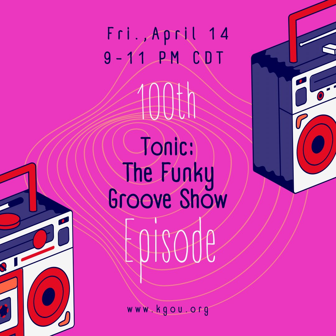 FunkyGrooveShow's tweet photo. It’s our 100th episode! Can you believe it? Tune in this Fri, April 14, 9-11 PM CDT, as we revisit our very first episode from June, 2020, tell some stories from the past three seasons, and as always, spin the finest funky tunes! Listen online at https://t.co/l4PzuGyg9d, your… https://t.co/Y14StMoEWP