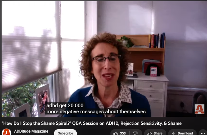 10,164 views  16 Oct 2021
ADHD expert Dr. Saline answers ADDitude readers' questions about ADHD and the phenomenon of rejection sensitive dysphoria that is so commonly associated with emotional dysregulation, in additionto shame. This video was originally broadcast on 10/02/2020. To learn more about Dr. Sharon Saline, visit https://www.drsharonsaline.com