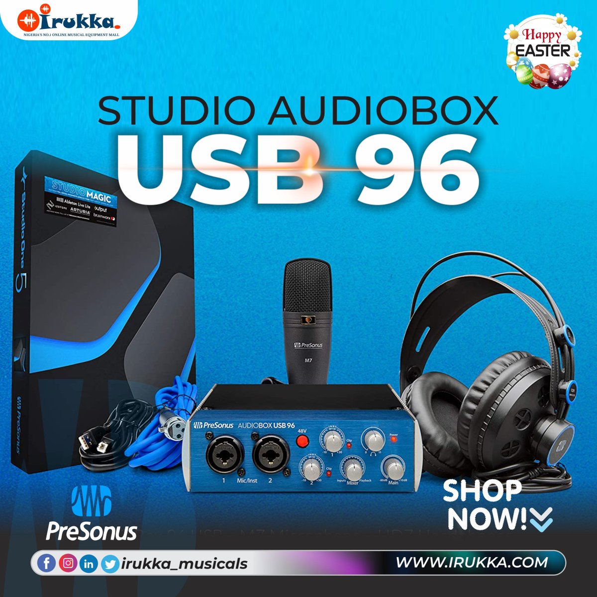 irukka_musicals's tweet photo. Start recording today with this @PreSonus #AudioBox 96 Studio package!🔥
#AUDIOBOX96 #Studio: Complete Hardware/Software recording kit for everything you need to #record and play. Includes: #USB 96 #Audio Interface, HD7 headset and M7 #microphone.
#Shopnow!
Link in Bio
#irukka https://t.co/c0WQA20a9r