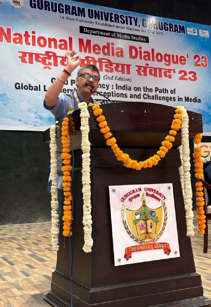 LokeshBH1999's tweet photo. "Fake News is the biggest Fake Narrative” - @prafullaketkar Ji

@gurugramuniver1 
@g20org 

#Gurugramuniversity 
#NationalMediaDialogue https://t.co/2ozLFVdoQA