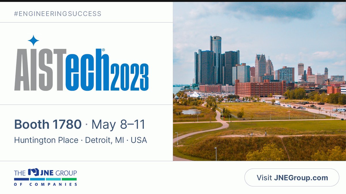 Anticipation is building for #AISTech2023 in Detroit, Michigan from 8–11 May 2023. Come discuss your engineering challenges with the JNE team at Huntington Place at Booth 1780!
More information on how to register here: lnkd.in/eBdH-gHD