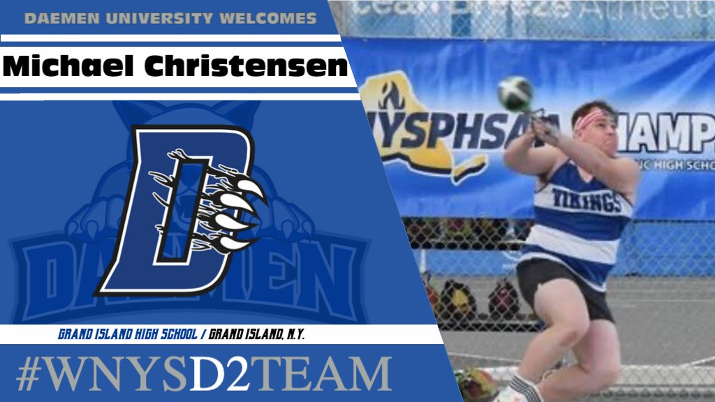 DaemenAthletics's tweet photo. SIGNED!! Welcome to the @DaemenXCTF family, Michael Christensen!!!

A thrower out of @GrandIslandCSD, Michael has seen success both on the football field as a lineman and in field events, both indoor and outdoor, for the Vikings. 

Welcome home, Michael!! #WNYsD2Team https://t.co/D51Ps6w5SA