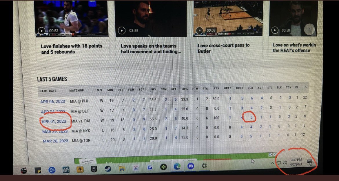 mikeyj324's tweet photo. @ShamsCharania ITS A GROUP OF US THAT HAVE BEEN CHEATED VIA THE @NBA @nbastats ON A CLEAR 2 rebounds BY @kevinlove ON APRIL 1st 2023 THERE ARE 2 REBOUNDS DISCREDITED AND THEY GAVE HIM 5 when he should have 7 THEY HAVE LIED AND GAVE US ALL RUN A AROUND FOR 11 days straight https://t.co/K5fAGXexSJ