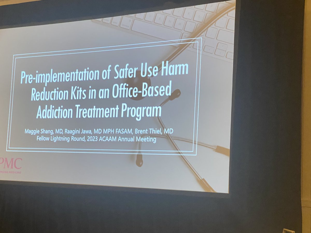 UPMC Addiction Med fellow Maggie Shang presenting her harm reduction QI project at  #ACAAM2023 <a href="/PittGIM/">Pitt General Internal Medicine</a> <a href="/PittSTREAM/">Pitt Addiction Medicine</a>
