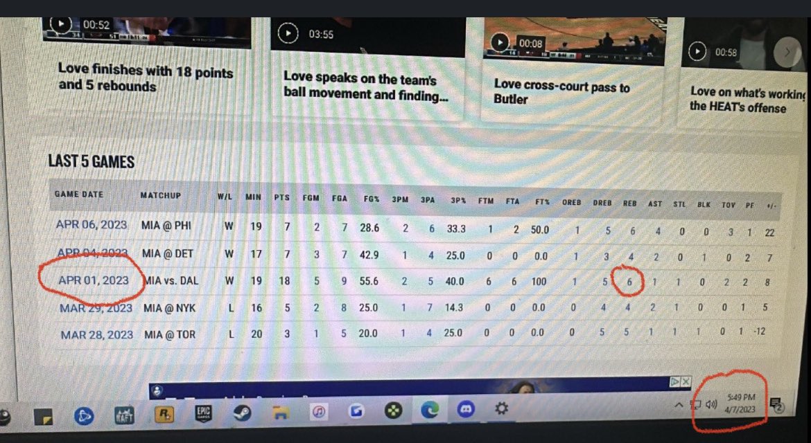 mikeyj324's tweet photo. @ShamsCharania @TheAthletic @Stadium @ShamsCharania ITS A GROUP OF US THAT HAVE BEEN CHEATED VIA THE @NBA @nbastats ON A CLEAR 2 rebounds BY @kevinlove ON APRIL 1st 2023 THERE ARE 2 REBOUNDS DISCREDITED AND THEY GAVE HIM 5 when he should have 7 THEY HAVE lied changed it 6 then changed back 5 and have be lying  !!!!! https://t.co/AcAgvjvU6U