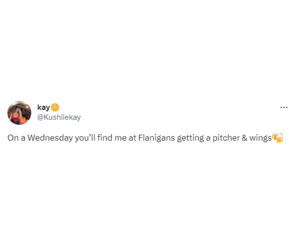 FlanigansFL's tweet photo. The best part about Wednesday. #WingItWednesday
Ten FREE Wings with EVERY Pitcher (beer, iced tea, lemonade, or soda). Every Wednesday from open to close. Dine-in only. https://t.co/KG31pP5X6T