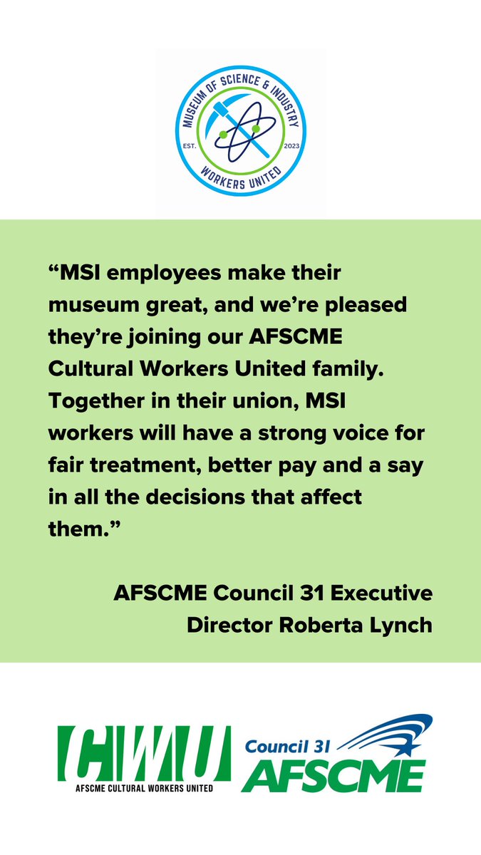 ilcwuafscme's tweet image. Please meet our newest siblings, Museum of Science &amp;amp; Industry Workers United (MSIWU/AFSCME)!