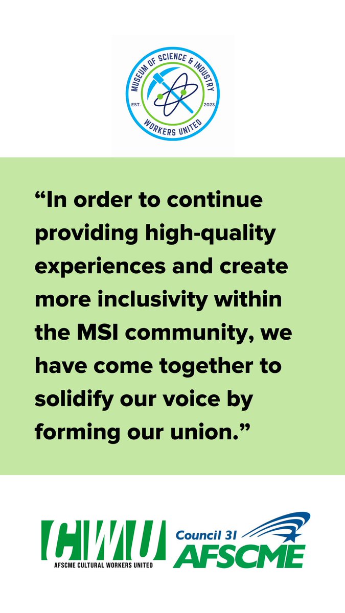 ilcwuafscme's tweet image. Please meet our newest siblings, Museum of Science &amp;amp; Industry Workers United (MSIWU/AFSCME)!