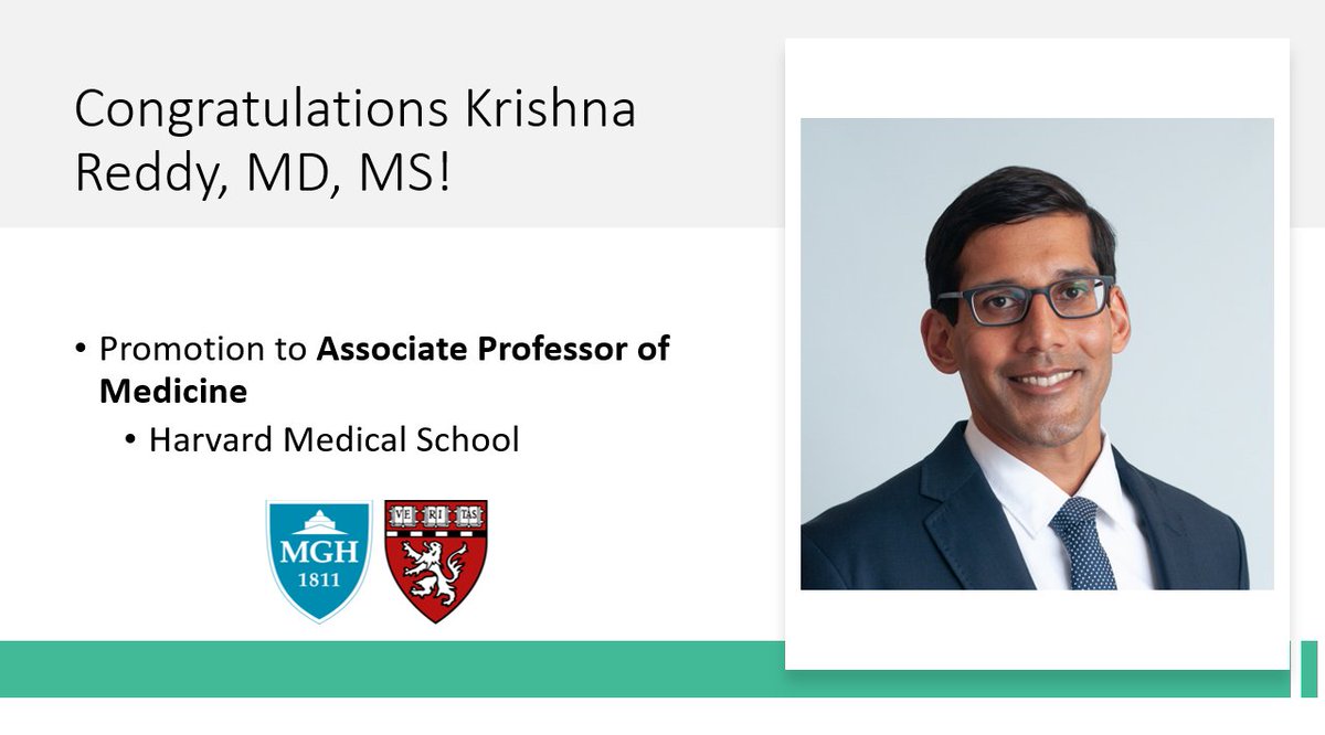 MGH_PCCM's tweet photo. Congratulations to Dr. Krishna Reddy on his promotion to Associate Professor of Medicine! https://t.co/6J5my0vzwR