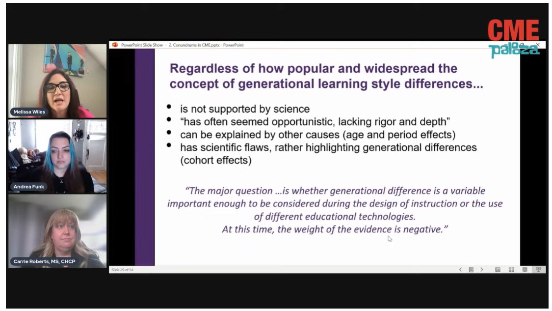 And a great summary of the myth of generational differences...

#meded #CMEchat #lrnchat
 #CMEPalooza
