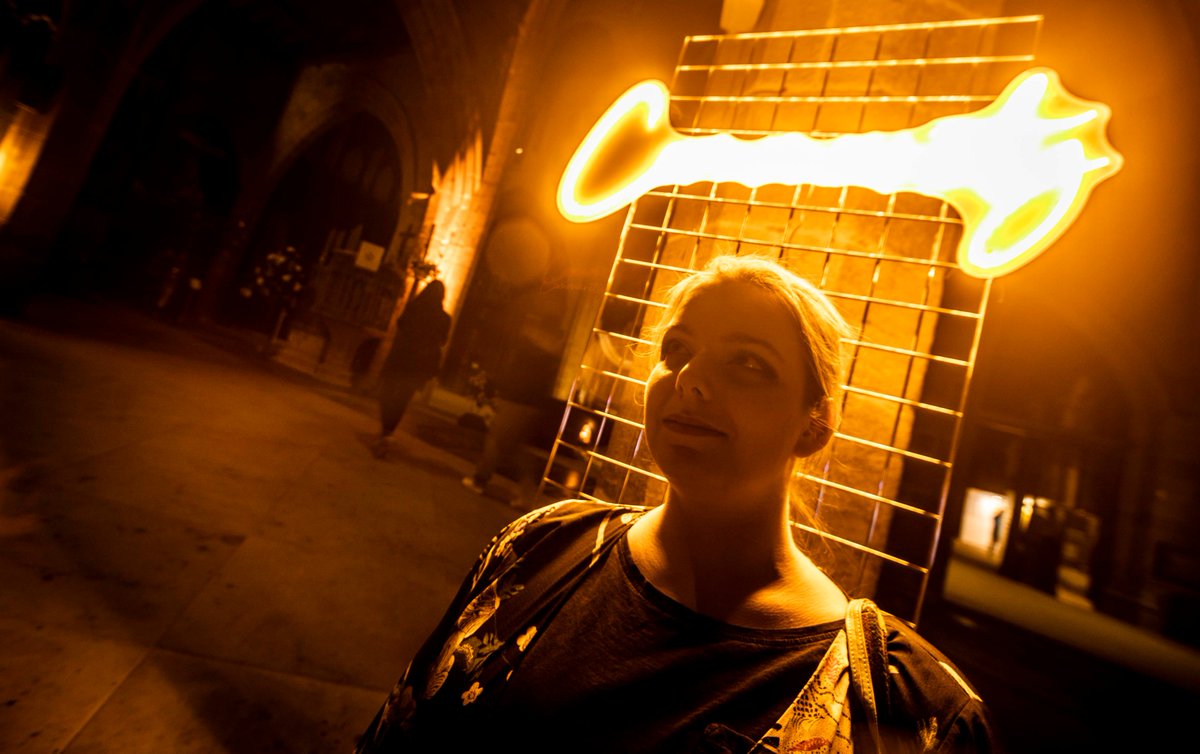 Artist <a href="/lizzie_lovejoy/">Lizzie Lovejoy 🎨🌈</a> was inspired by conversations with visitors, volunteers and members of the Cathedral congregation to create a neon/poetry-based soundscape. Experience it at our 'Light at the End of the Tunnel' event over the next two evenings: lightattheend.eventbrite.co.uk ✍️