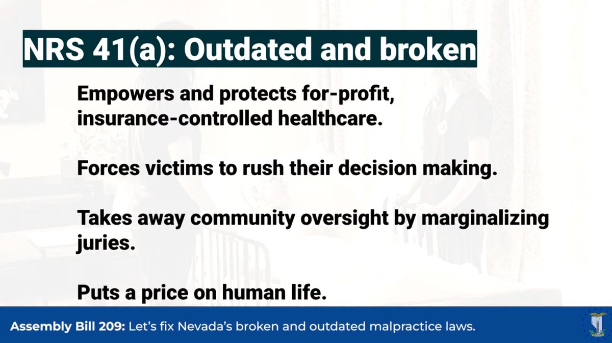 BattleBornProg's tweet photo. "If young parents lose a newborn in the hospital, there are no economic damages," Asm. @CeceliaGNV says during the presentation on #AB209 during the #NVLeg Assembly Judiciary Committee. 👇https://t.co/mZuTU0i1S8 https://t.co/e0tDD687EH