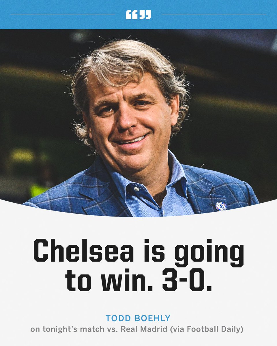 ESPNFC's tweet photo. Todd Boehly has high expectations for Chelsea tonight 👀 https://t.co/LKt6WJCICB