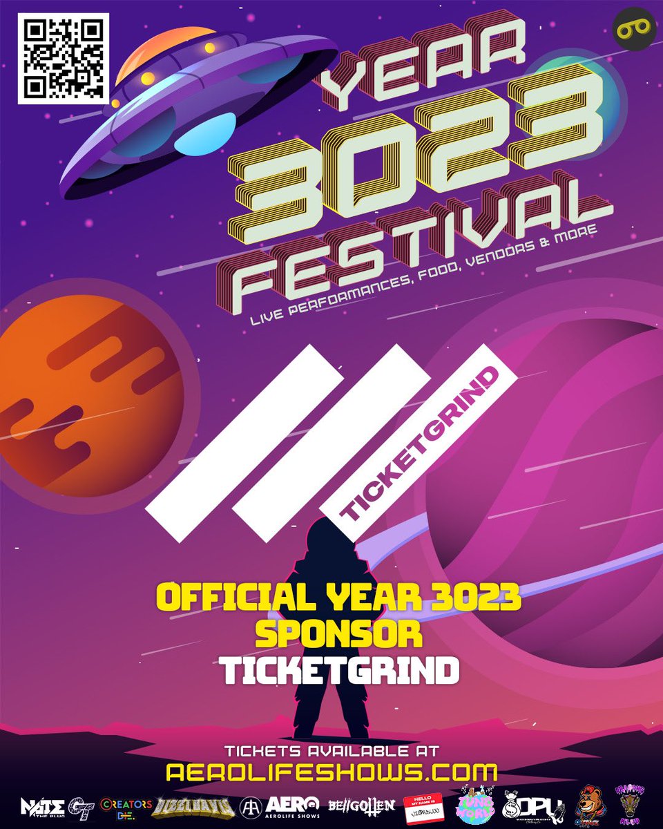 AeronotiqzInfo's tweet image. Special thank you to the Official Sponsor of the #Year3023 Festival, @ticketgrind! (ticketgrind.com)

A 2 Day, 2 Stages, All Ages, All Genre Festival!

This Weekend -  San Antonio, TX
Next Weekend - DFW, TX 

All Ages | Doors at 5pm
Tickets @ AEROLIFESHOWS.COM