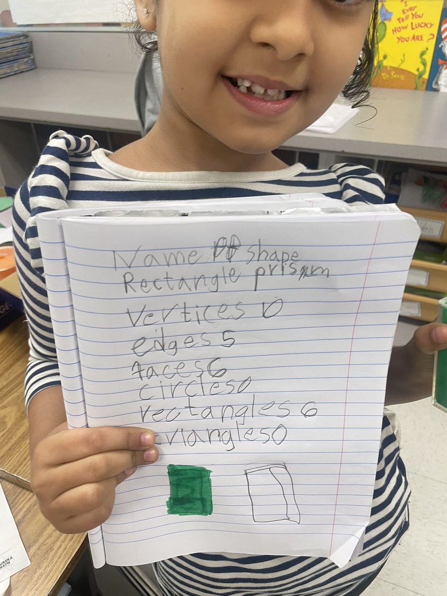 Kynadi24's tweet photo. My students are loving composing new shapes from 2D shapes and describing the attributes of 3D shapes. Great job!!! https://t.co/SMtvdGnZEY