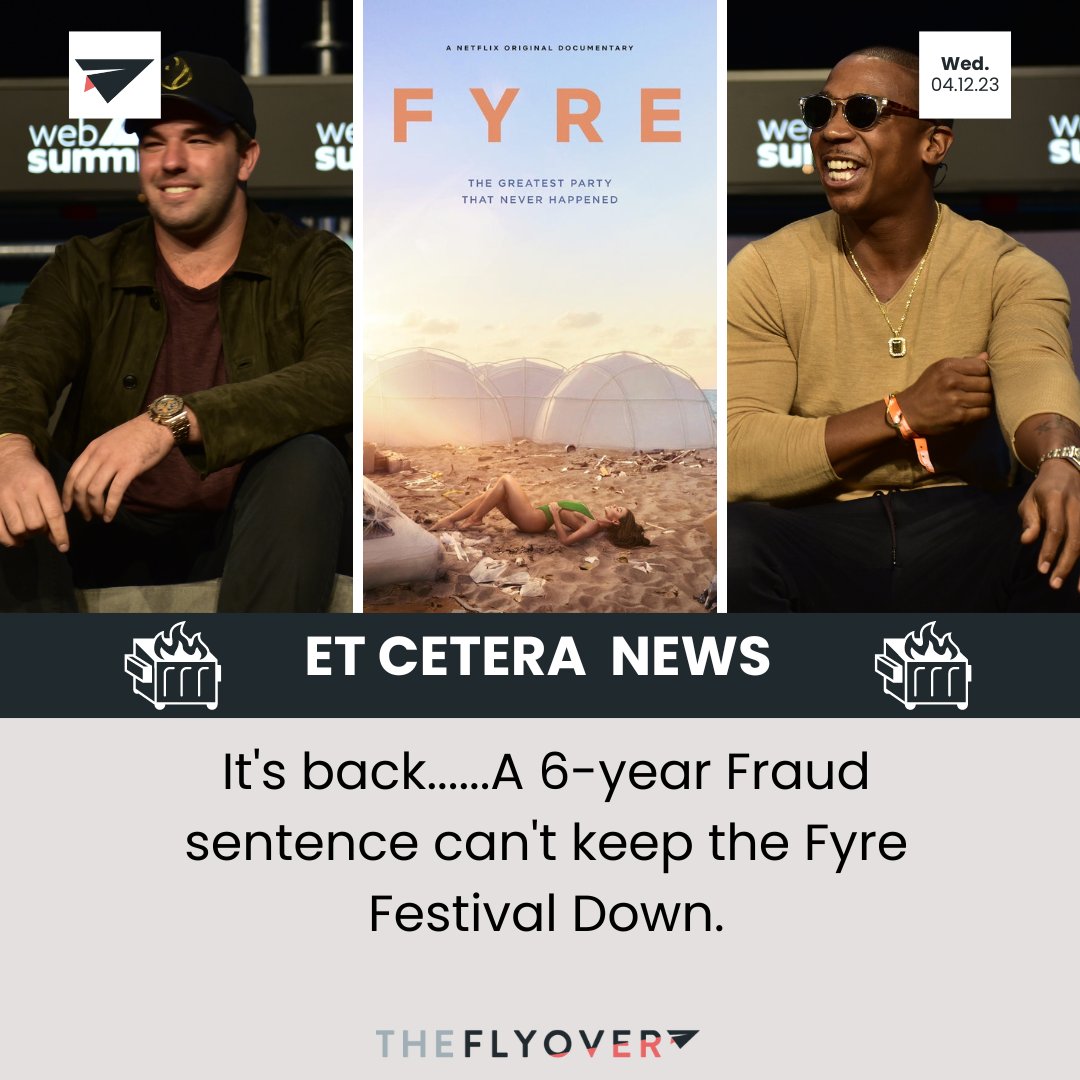 TheFlyoverNews's tweet photo. Fyre Festival Founder, Billy McFarland, spent 4 years in jail after the epic festival failure in 2017. He is out and ready for round two.
Full Story >>> https://t.co/RIiboj7ZQJ
#fyrefestival #billymcfarland #fyrefraud #jointheflyover https://t.co/evOcmrnvgL