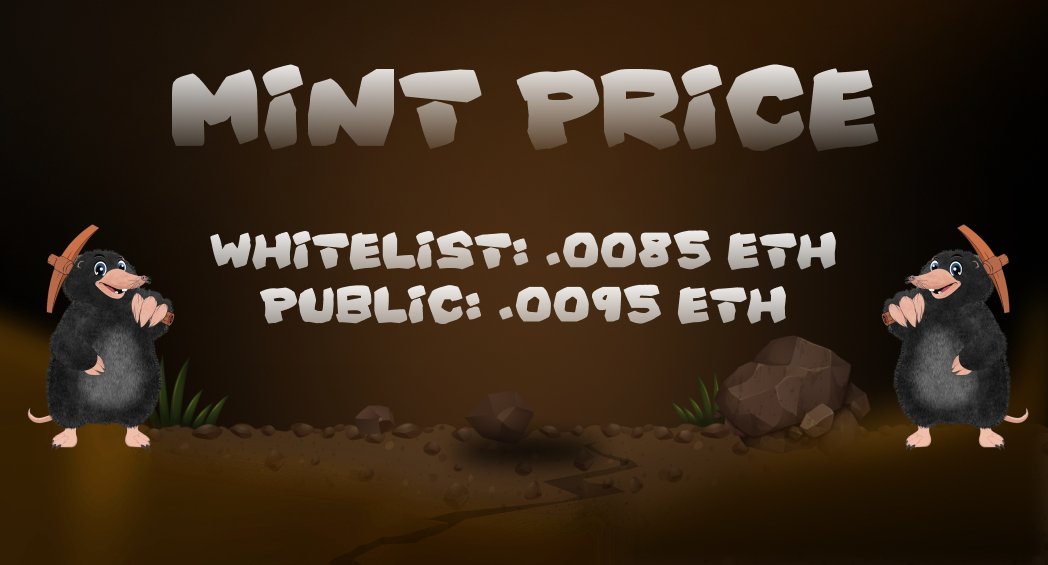 9 days.

The Mighty Moles are eager to mine heaps of Ethereum for their new owners.

$15 to be a Mine Boss.

mightymoles.co