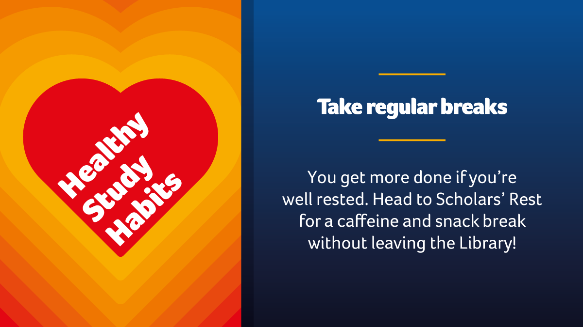 hudlib's tweet image. You probably feel right now that you haven't got the time to take a break.  However, doing so can make you more productive.  Inspiration can strike whilst you are away from your studies.  If you don't want to leave the Library, try Scholars' Rest.  #HealthyStudyHabit