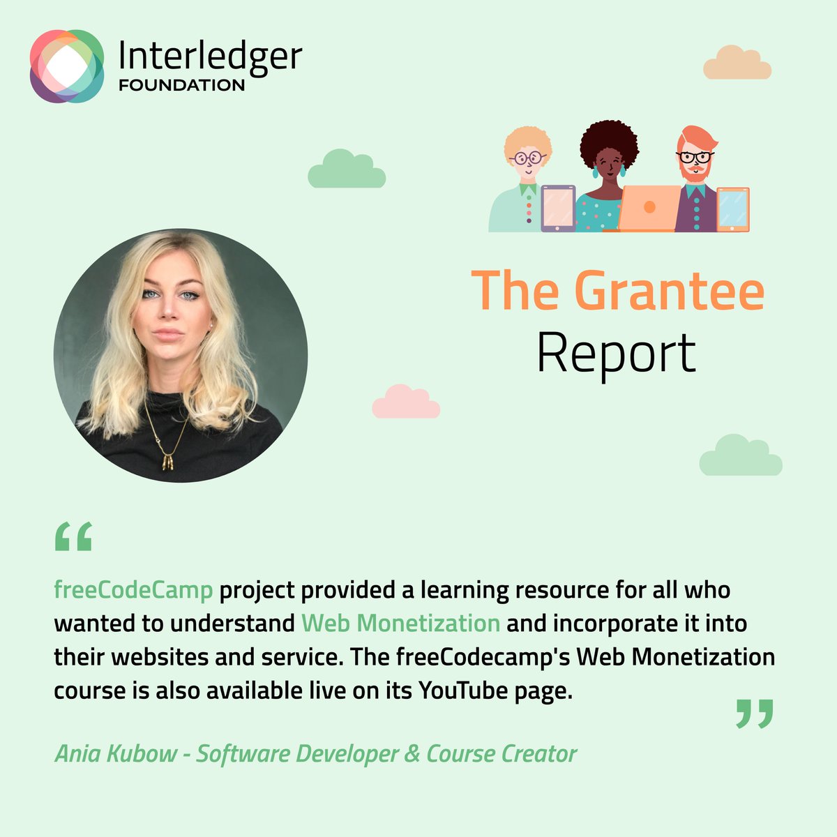 Imagine having access to a platform that serves as a guide to the world of Web Monetization. 

freeCampCode offered  training on monetization strategies but specifically on how to make money from your website without having to reply on 3rd party advertisers or selling users data.