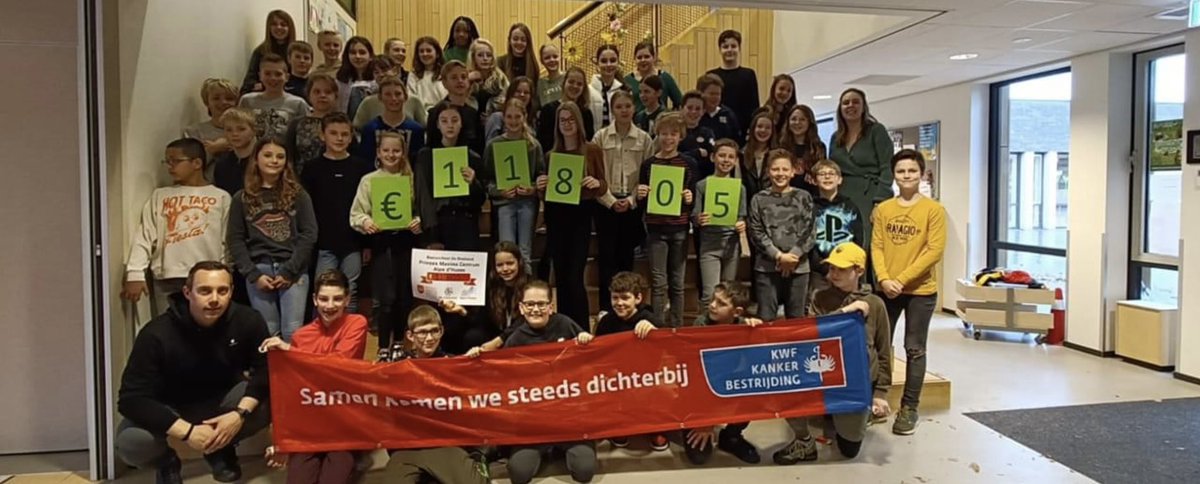 Groep 8 van basisschool De Stokland kwam in actie!  Voor het Prinses Máxima Centrum voor kinderoncologie. Ze hebben €11.805 opgehaald!!  #kwf #senb #maximamedischcentrum #kinderoncologie #destokland