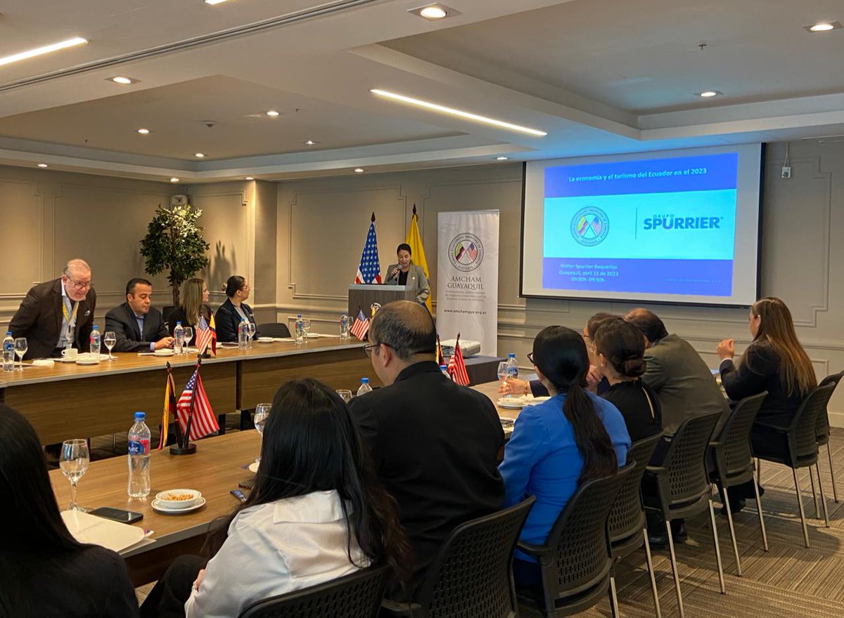 Interesante análisis del desempeño y perspectiva del sector turístico realizado por #WalterSpurrier en la sesión de nuestro Comité <a href="/amchamgye/">AMCHAM Guayaquil</a>, liderado por <a href="/rarmijosc/">Ricardo R Armijos</a>. #EEUU 🇺🇲 continúa siendo nuestro principal socio, generando el 34% de las llegadas de turistas internacionales.