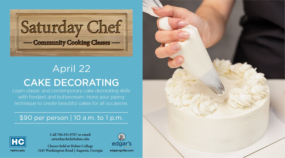 How sweet it is to surprise family and friends with a custom cake you made for their birthday or other special occasion! 
Sign up for our Cake Decorating Class and find the entire 2023 schedule of monthly classes at helms.edu/saturdaychef 

#Cooking #CAKE #decoration