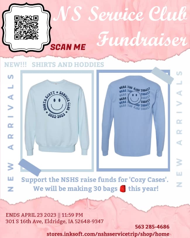 MERCH ALERT❗️ Support the NSHS raise funds 🙌 for the 'Cozy Cases'. We will be making 30 bags 🎒 this year! 

Link below: &amp; in bio
stores.inksoft.com/nshsservicetri…

#servingourcommunity #CozyCases #servenotbeserved #serviceclub #givingback #giveback