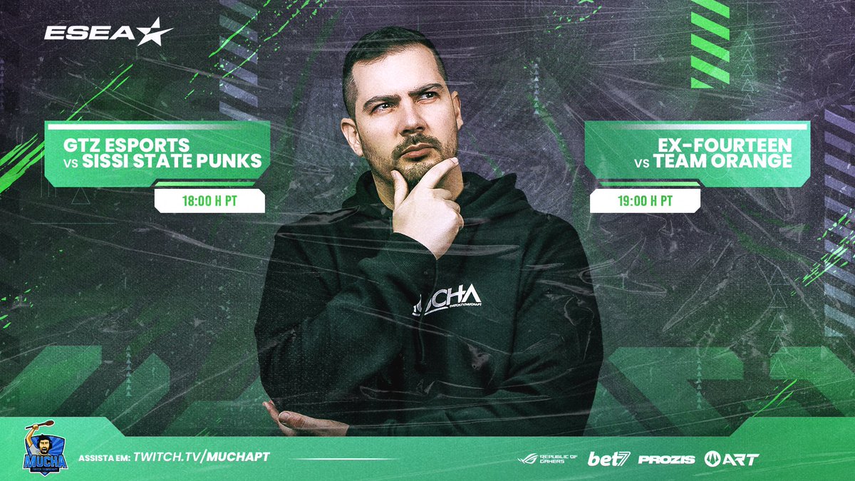 AndreMuchagata's tweet photo. Vou live às 17h45 para acompanhar dois jogos de equipas portuguesas na ESEA, em jogo de estreia de ambas que jogam na ESEA Main.
📺https://t.co/rPFm1CKIKy
18H @GTZEsports x #SissiStatePunks
19H #exFourteen x #TeamOrangeGaming https://t.co/RlChldqXTs