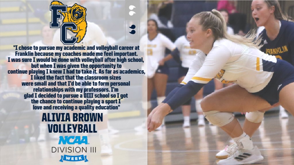 Franklin Grizzlies (@fcgrizathletics) on Twitter photo As #D3week rolls on, today we hear from members of <a href="/FCGrizVball/">Franklin College Volleyball</a>, <a href="/FCGrizHoops/">Franklin College MBB</a>, <a href="/FCGrizMTennis/">Franklin College Men's Tennis</a> & <a href="/FCGrizWTen/">Franklin College Women's Tennis</a> on why they chose to continue their playing careers at Franklin. #TeamGriz #GrizGrit #WhyD3 As #D3week rolls on, today we hear from members of <a href="/FCGrizVball/">Franklin College Volleyball</a>, <a href="/FCGrizHoops/">Franklin College MBB</a>, <a href="/FCGrizMTennis/">Franklin College Men's Tennis</a> & <a href="/FCGrizWTen/">Franklin College Women's Tennis</a> on why they chose to continue their playing careers at Franklin. #TeamGriz #GrizGrit #WhyD3