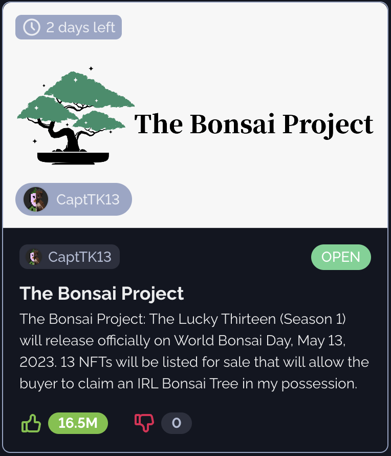 TheBonsaiProj's tweet photo. Thank you for all of the support!!! https://t.co/qs0i9rMtMk