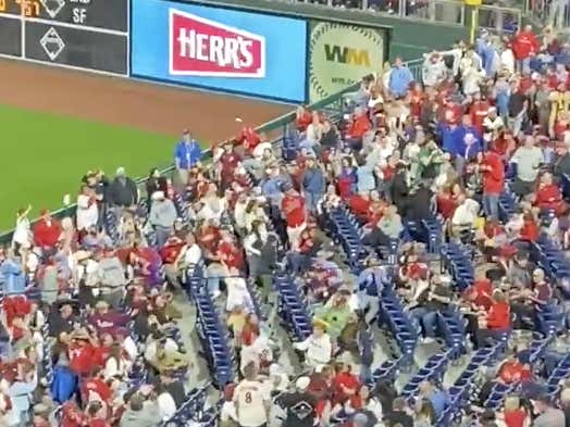 barstoolsports's tweet photo. Philly Can't Have Nice Things Or Act Like Functioning Members Of Society As They Turn $1 Hot Dog Night Into A Food Fight https://t.co/i7suDS0YH2 https://t.co/GWiosTLTpm