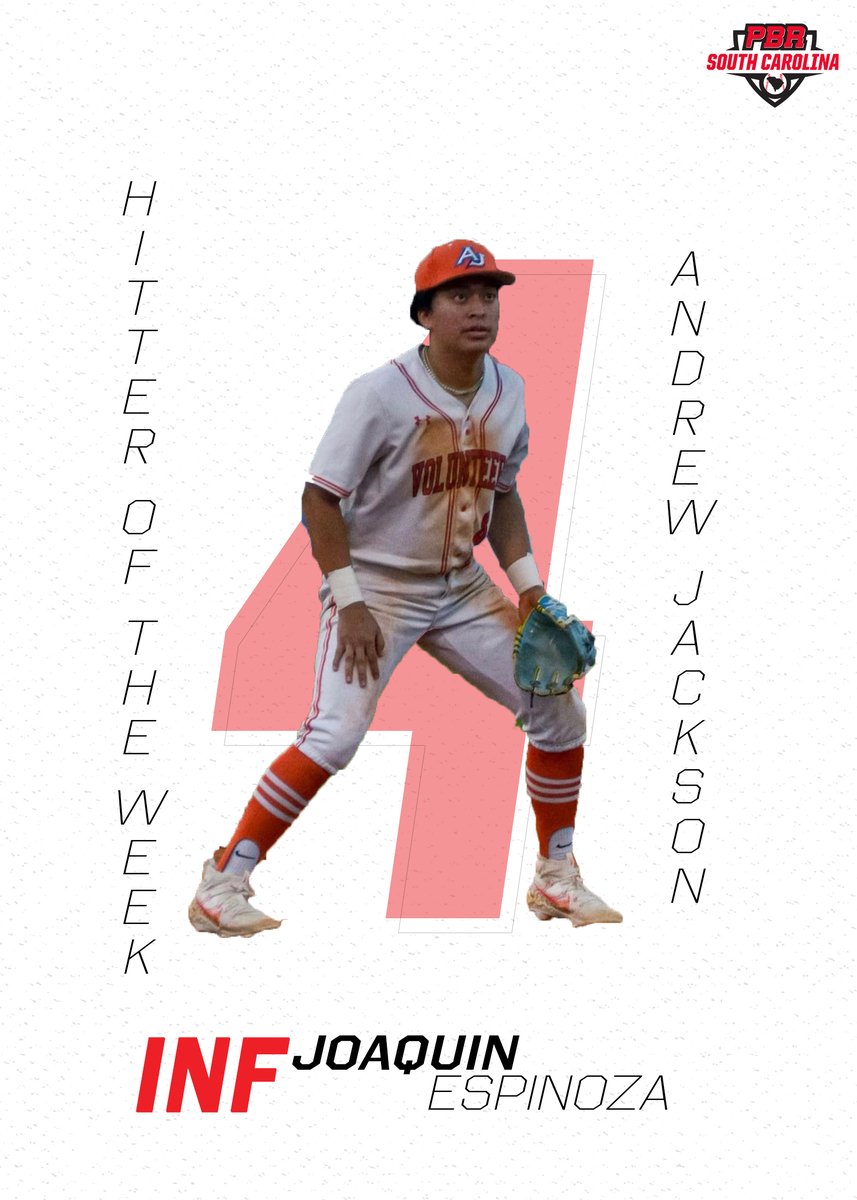 PrepBaseball_SC's tweet photo. PBR South Carolina Weekly Honors
April 3 - April 8 

Pitcher of the Week- Eric Meilinger @eric_meilinger
@JLMannBaseball

Player of the Week-Joaquin Espinoza @Jespinozaa8
@AJ_Athletics

🔗:  https://t.co/cVHDmoDS5T

@blakelauriapho1 https://t.co/04l8Nx20h1
