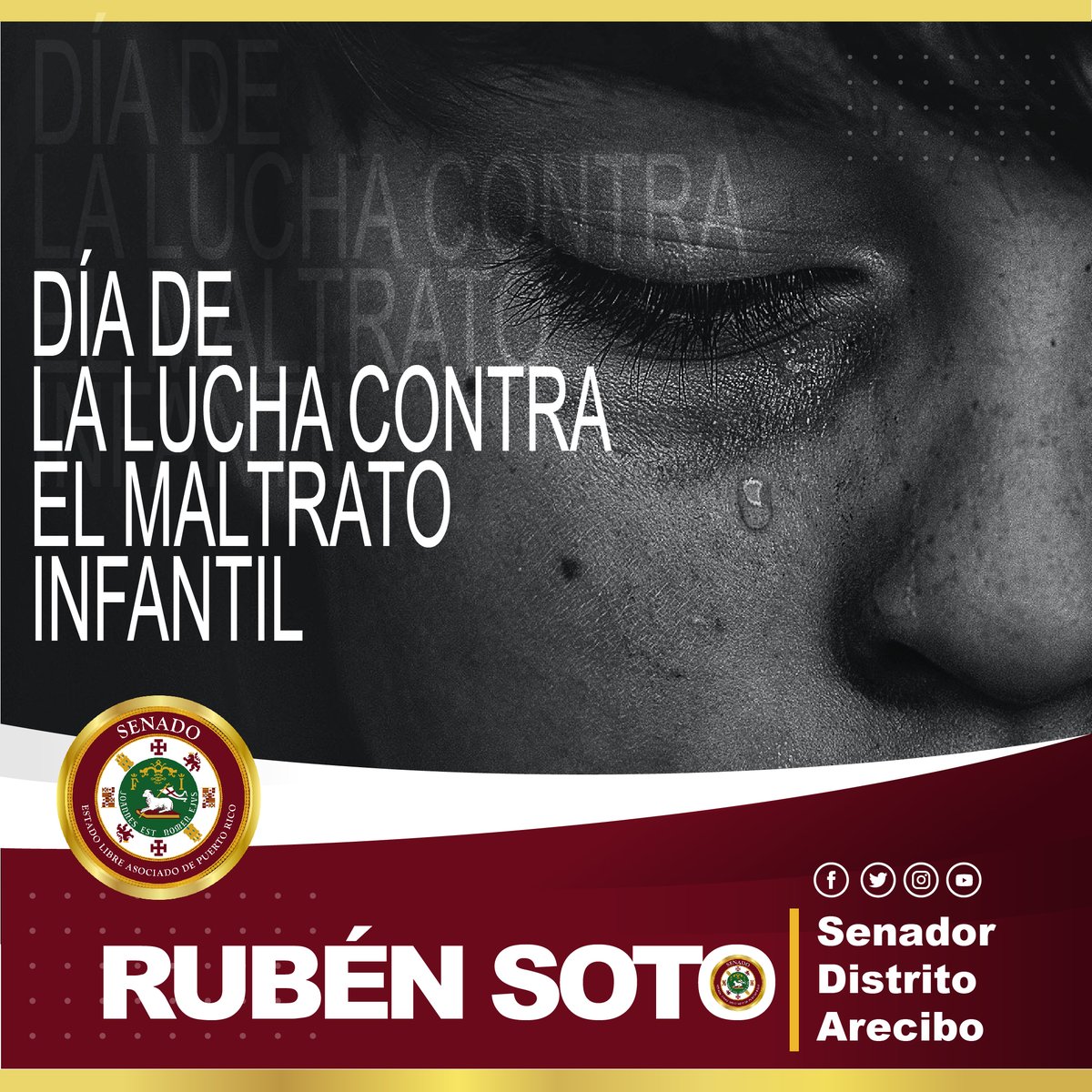 Rubensenadorpr's tweet photo. Hoy nos unimos en la conmemoración del Día de la lucha contra el maltrato infantil. Hacemos un llamado a cuidar al futuro de nuestro país.

#RubenSoto #ComisiondeSalud #DistritodeArecibo https://t.co/scUSFjOrtG