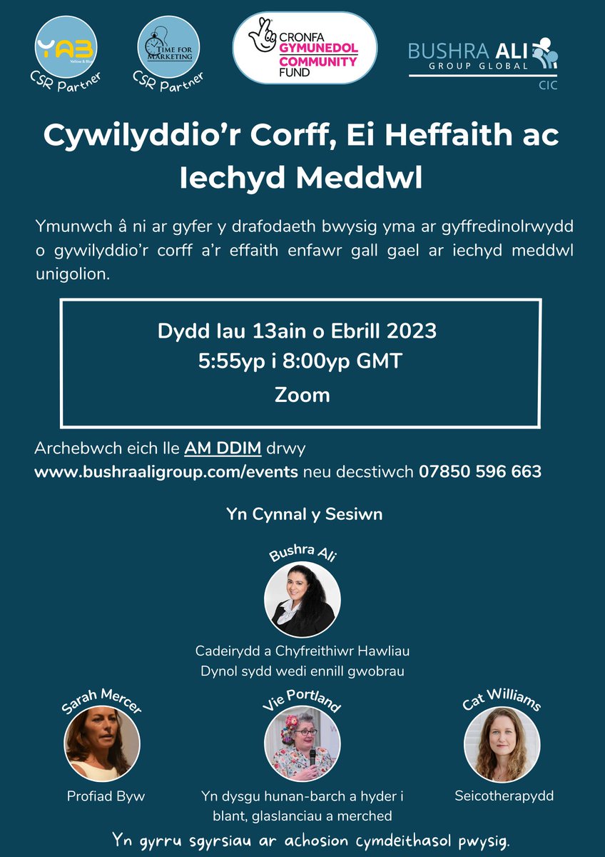 BushraAliCIC's tweet photo. Body Shaming, Its Impact and Mental Health / Cywilyddio’r Corff, Ei Heffaith ac Iechyd Meddwl

Thursday 13 April 2023, 5:55pm to 8:00pm GMT, Zoom / Dydd Iau 13ain o Ebrill 2023, 5:55yp i 8:00yp GMT, Zoom

https://t.co/peEWlkNnMt

#bodyshaming #selflove #bodyshamingiswrong https://t.co/5uia6gaaNG
