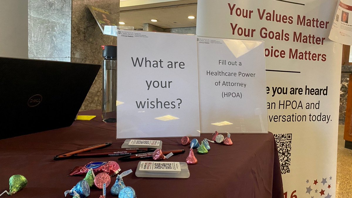 Your Healthcare Power of Attorney is your voice when you can't speak for yourself. 

Learn more at an Advance Care Planning Resource Table this week! 
*Wed 4/12 Goldblatt Lobby
*Thr 4/13 CCD Sky Cafe
*Fri 4/14 Mitchell Lobby
uchicagomedicine.org/advancecarepla…