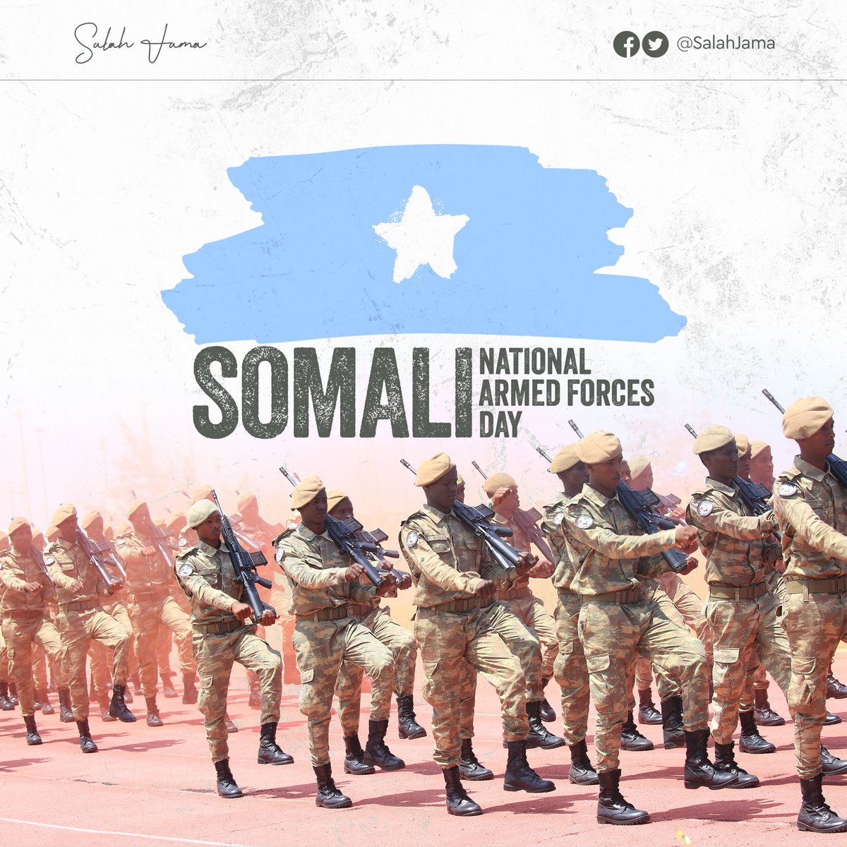 SalahJama's tweet photo. Hambalyo dhammaan ciidanka xoogga dalka iyo qoysaskooda munaasabadda sannad guurada 63-aad ee ka soo wareegtay markii la aasaasay.

Sannad-guuradan 63-aad ee aas-aaska ciidanka xoogga waxay kusoo aadday sannadkan xilli ciidanka iyo shacabka oo is-garabsanayaa ay dhul badan ka xoreeyeen cadowga khawaarijta ah isla markaana ay wali ku fooggan yihiin baacsiga iyo cidhib-tirka kooxahaas argagaxisada ah.