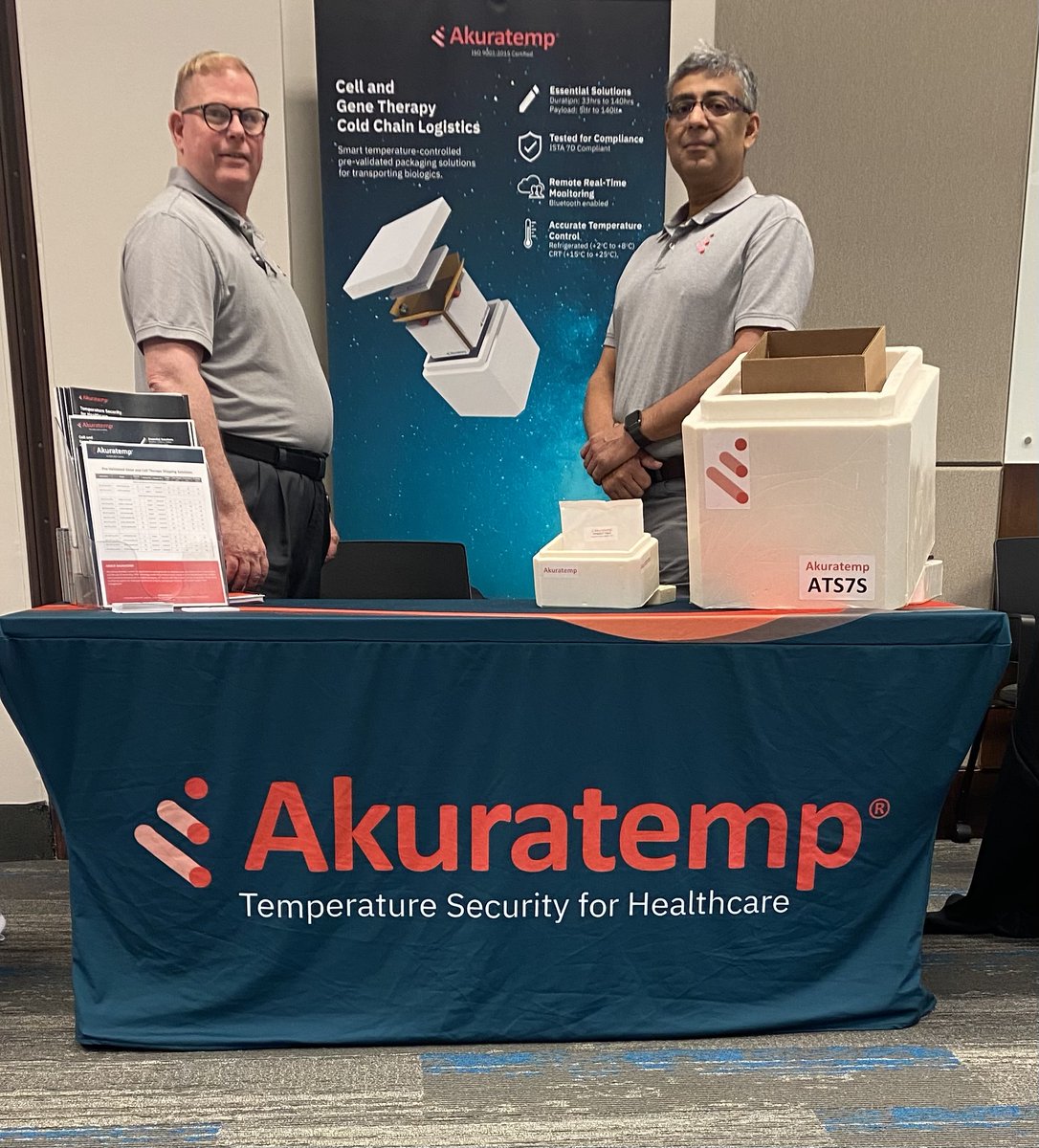 akuratemp's tweet photo. Meet our experts at the BPD Cell and Gene Therapy Symposium &amp; Vendor Show 🤝
We are thrilled to be here and be amongst these innovative exhibitors today!

#healthcare #coldchain #refrigerants #akura #packagingsolutions #PCM #cellandgenetherapy #GeneTherapy https://t.co/xqlNctfhBM