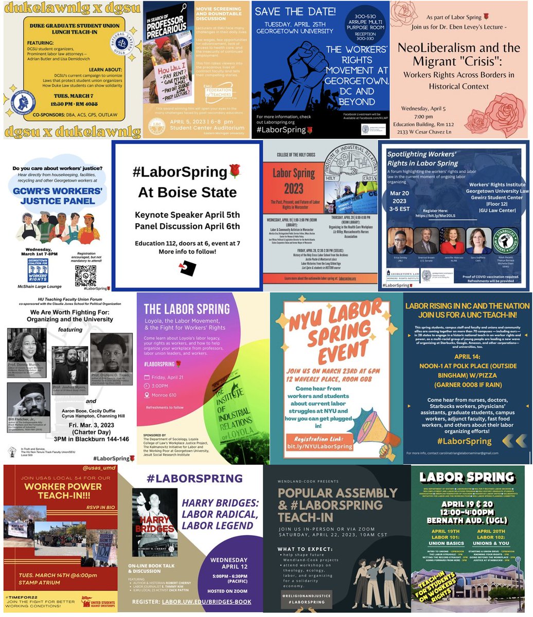 JosephMcCartin's tweet photo. Enjoy the blooming colors of #LaborSpring!  Check out an event near you to learn about and connect to workers' struggles on your campus or in your community.  Go to https://t.co/sgjcy6EMxX for details. https://t.co/F4b6BpUEuG