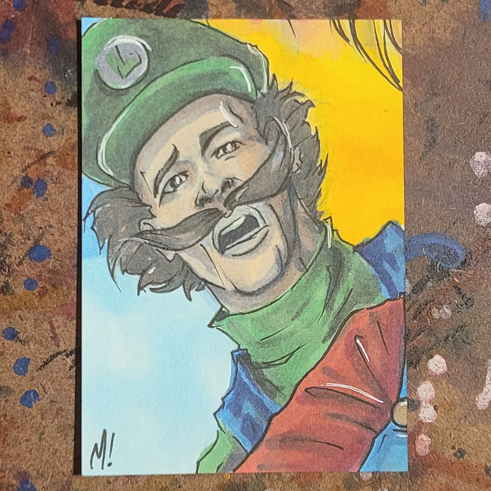 stikkmann's tweet photo. Week #4 Super Mario Brothers
Card #3 Luigi
#SketchCards #Movies #SuperMarioBrothers #Mario #Luigi #PrincessPeach #Toad #Yoshi #bowzer #videogames #Nintendo #Mushroom https://t.co/prUwdyW6YS