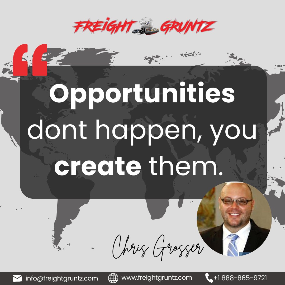 Start creating your opportunities TODAY! 🚀
#OpportunityMagnet #GrowthMindset #SuccessJourney #ChrisGrosser #motivationwednesday #motivationquote #shipment #TruckingCompany #TruckingIndustry #TransportationAndLogistics #logisticsmanagement #truckdaily #truckerworld #truckinlife