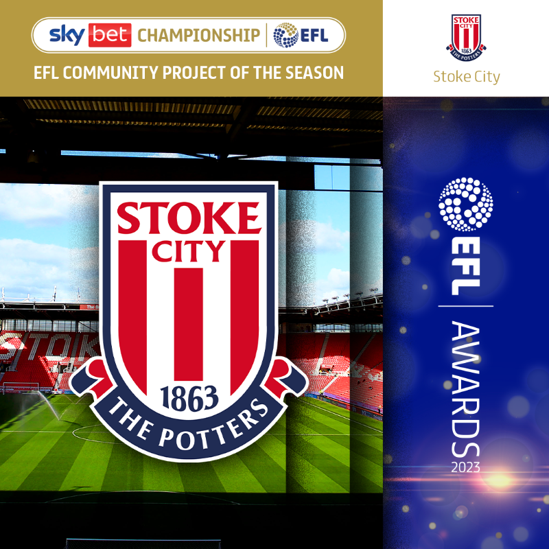 stokecity's tweet photo. 'Keep Stoke Smiling' has been named as the EFL Championship’s Community Project of the Season 😁

👏 @scfc_community