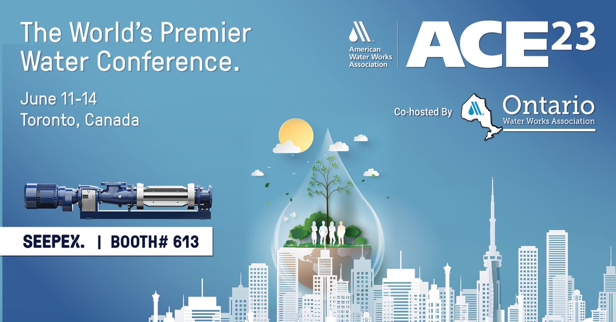 Save the date! See SEEPEX at Booth# 613 at #AWWA #ACE23 on June 11-14 in Toronto, Canada. SEEPEX will be displaying our wide range of #metering and #dosing pump solutions and hands-on experience with our easy maintain-in-place pump, Smart Conveying Technology (SCT).