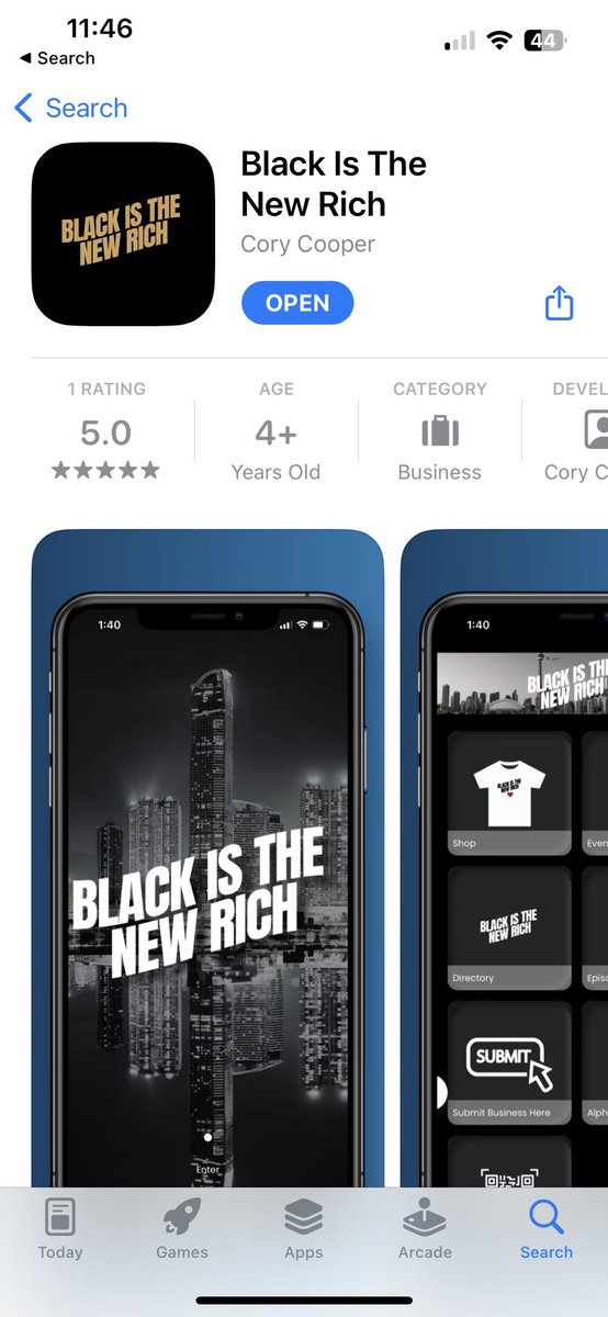 JForJeremy's tweet photo. So my business partners and I have a business development company where we build apps, strategize etc. 

We partnered up with a good friend of ours to develop his app: Black is The New Rich

Download on the App Store and check it out. 

Msg for your own app today 

#AlphaApps https://t.co/qUuvsUUxRQ