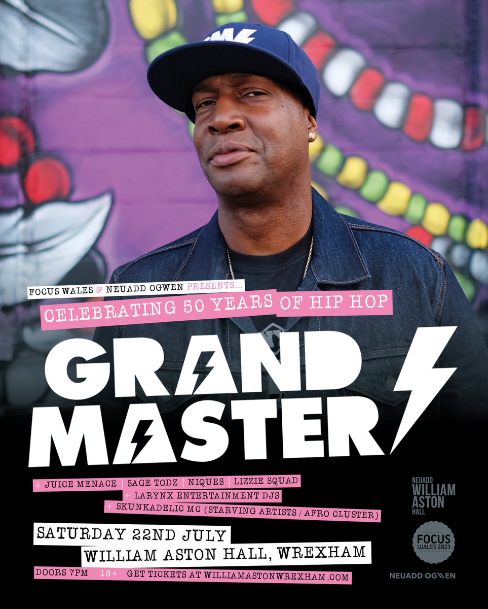We're doing something special for 50 Years of Hip Hop! We got together with our friends at <a href="/NeuaddOgwen/">Neuadd Ogwen</a> and we're pleased to announce that on Saturday 22nd July we'll bring the legend <a href="/DJFlash4eva/">Grandmaster Flash</a> to <a href="/WAHWrexham/">William Aston Hall</a> #Wrexham Tickets on sale 10am 13th April at williamastonwrexham.com